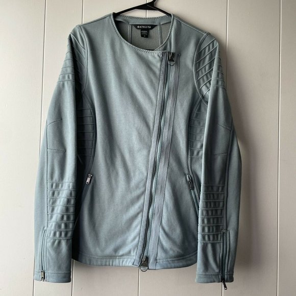 ATHLETA Moto Jacket Sz Medium Minimalistic Grey #982849 FALL 2021 Women’s - Picture 2 of 12